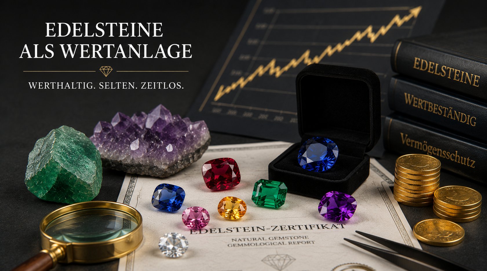 Edelsteine als Wertanlage — Zertifikat, Lupe, Münzen und Farbedelsteine