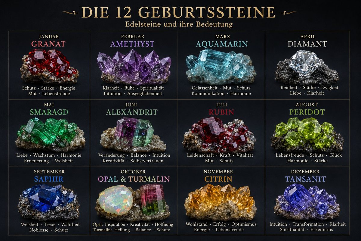 Die 12 Geburtssteine im Überblick — alle Monate
