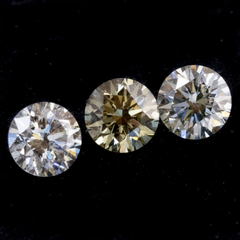 3 fluoreszierende Brillanten 0.27 Ct, VVS-IF, EX/EX/EX