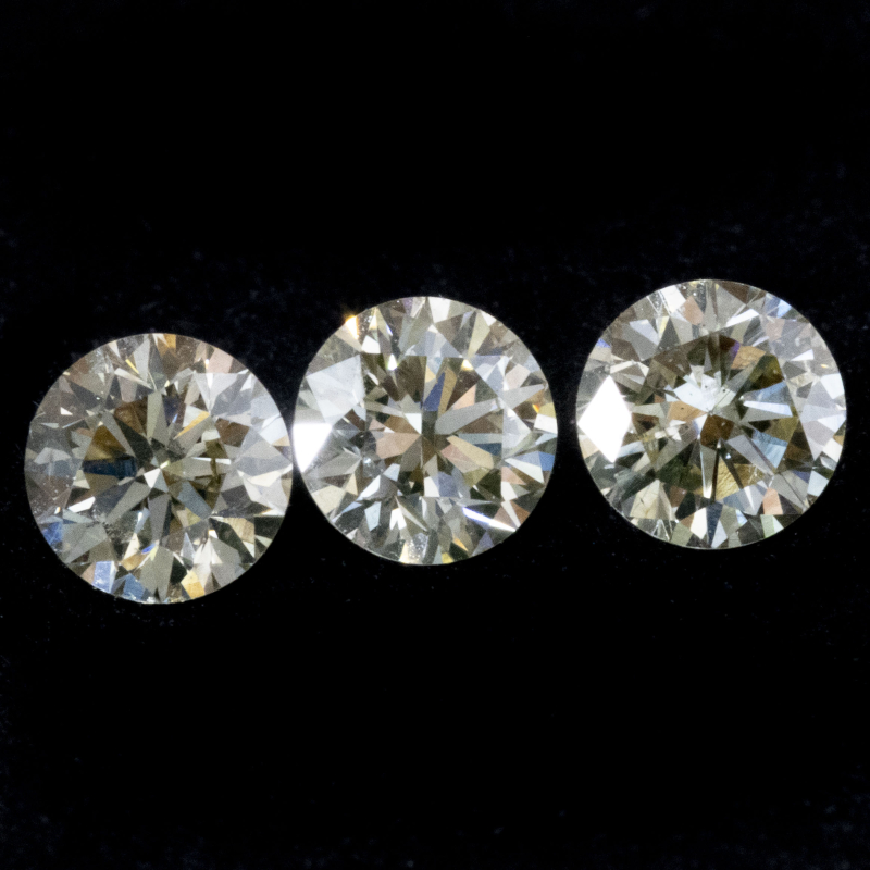 3 fluoreszierende Brillanten 0.33 Ct, VVS-IF, EX/EX/EX