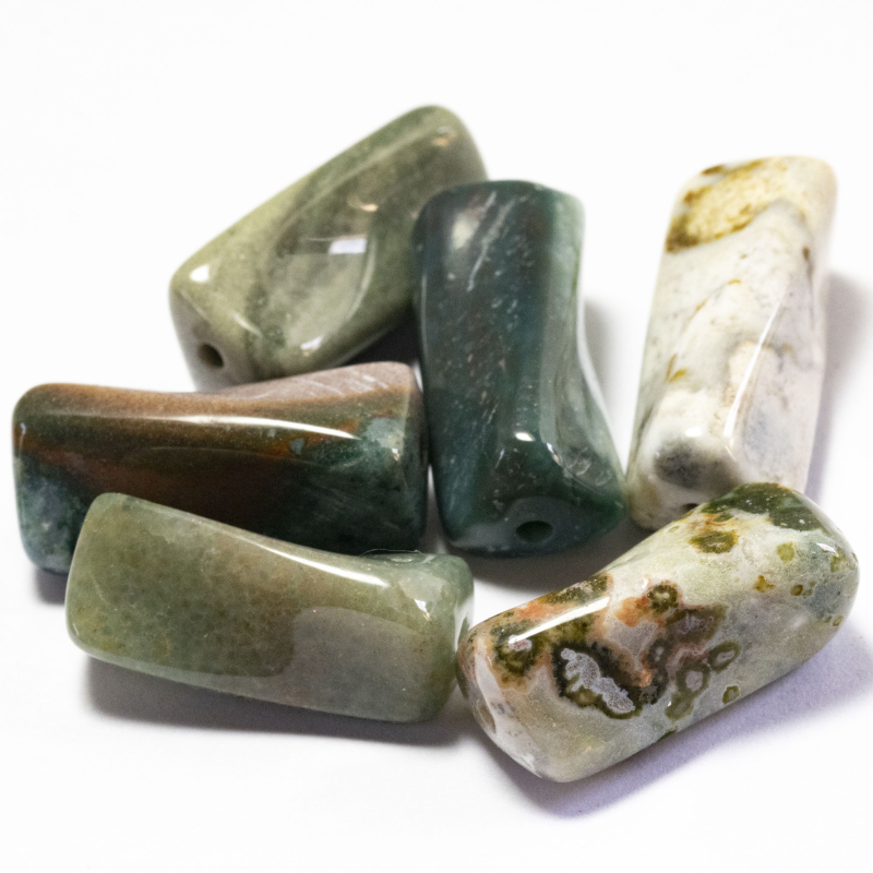 6 Jaspis Perlen mit 78.92 Ct