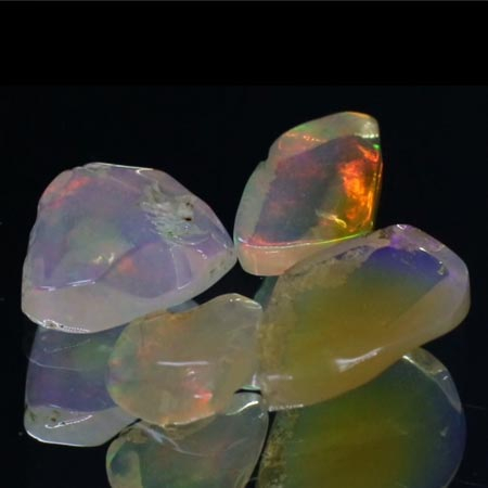 4 Welo Opal Scheiben mit 2.49 Ct, poliert