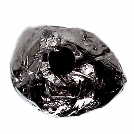 Schwarzer Rohdiamant 1.58 Ct, gebohrt