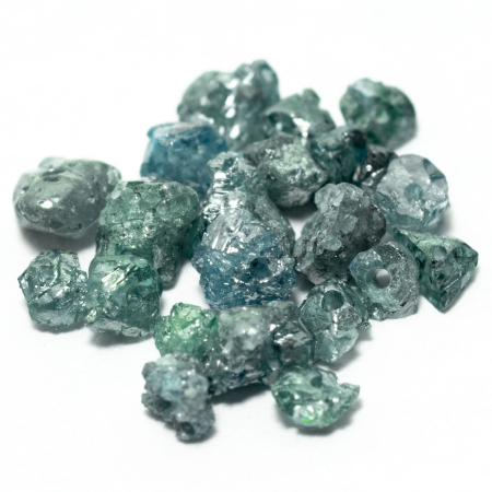 22 Blaue Rohdiamanten 1.29 Ct, gebohrt