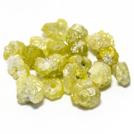 18 Gelbe Rohdiamanten 1.41 Ct, gebohrt