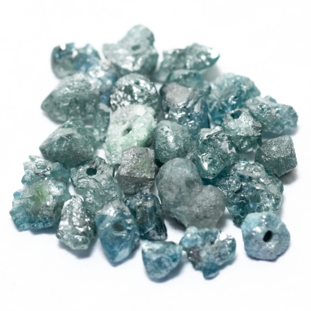 31 Blaue Rohdiamanten 1.57 Ct, gebohrt