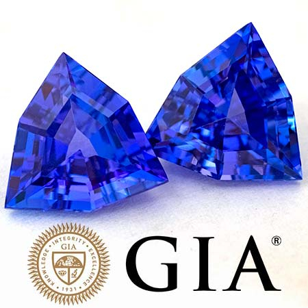 Tansanit-Paar mit 9.34 Ct, AAA Grade, GIA zertifiziert
