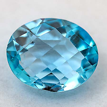 Topas in Swiss Blue 11 x 9.5 mm, ca. 4.10 Ct, Checkerboardschliff