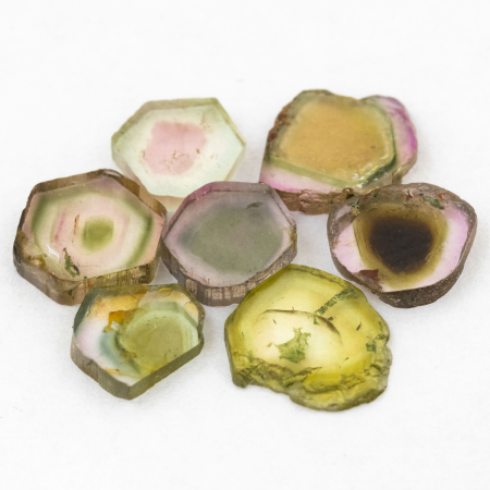7 Polierte Multicolor Turmalinscheiben mit 4.14 Ct