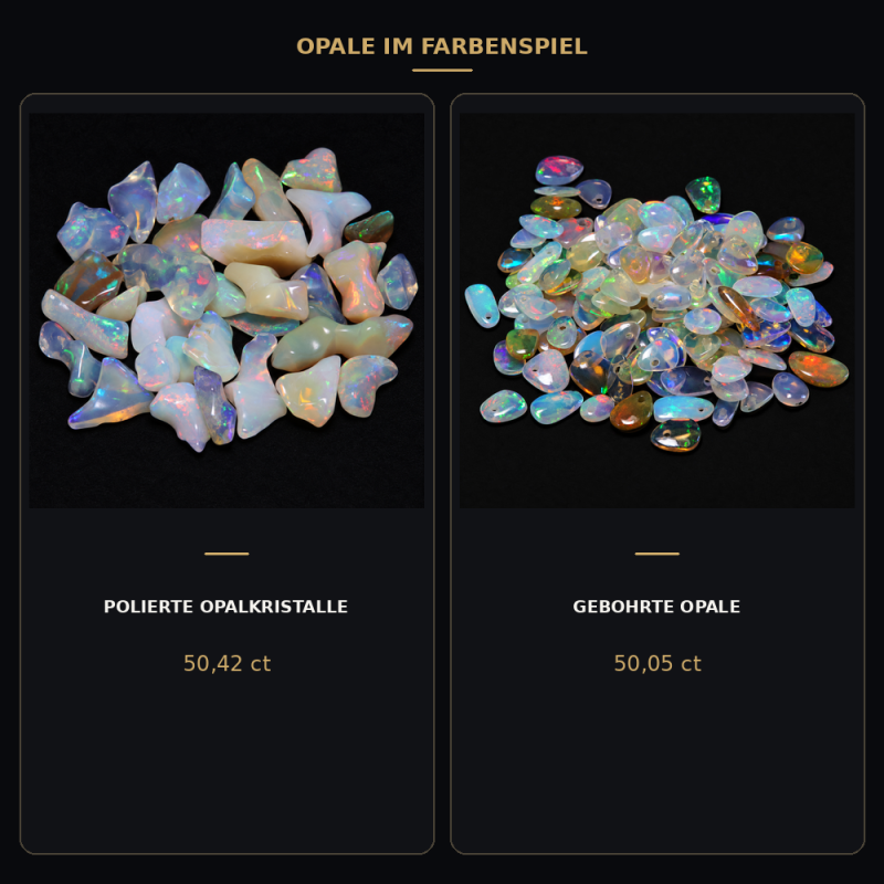 Opal-Konvolut: polierte Opalkristalle 50,42 ct und gebohrte Opale 50,05 ct, über 100 ct