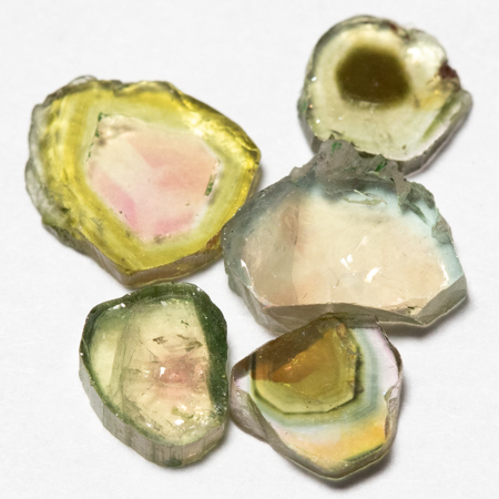 5 Polierte Multicolor - Turmalinscheiben mit 3.01 Ct