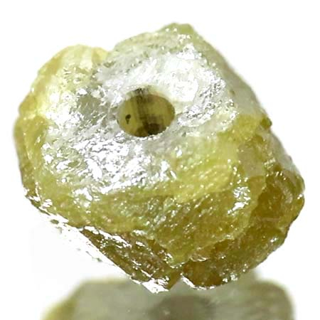 Gelber Rohdiamant 1.45 Ct, gebohrt