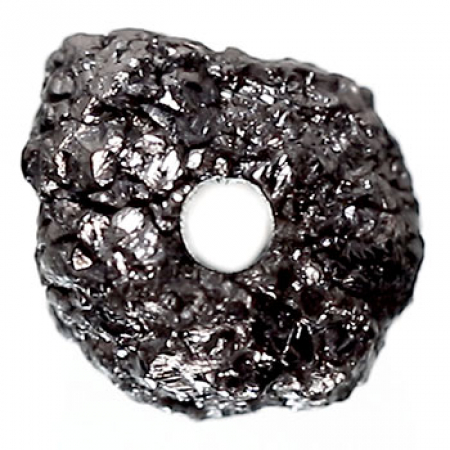 Schwarzer Rohdiamant 1.51 Ct, gebohrt