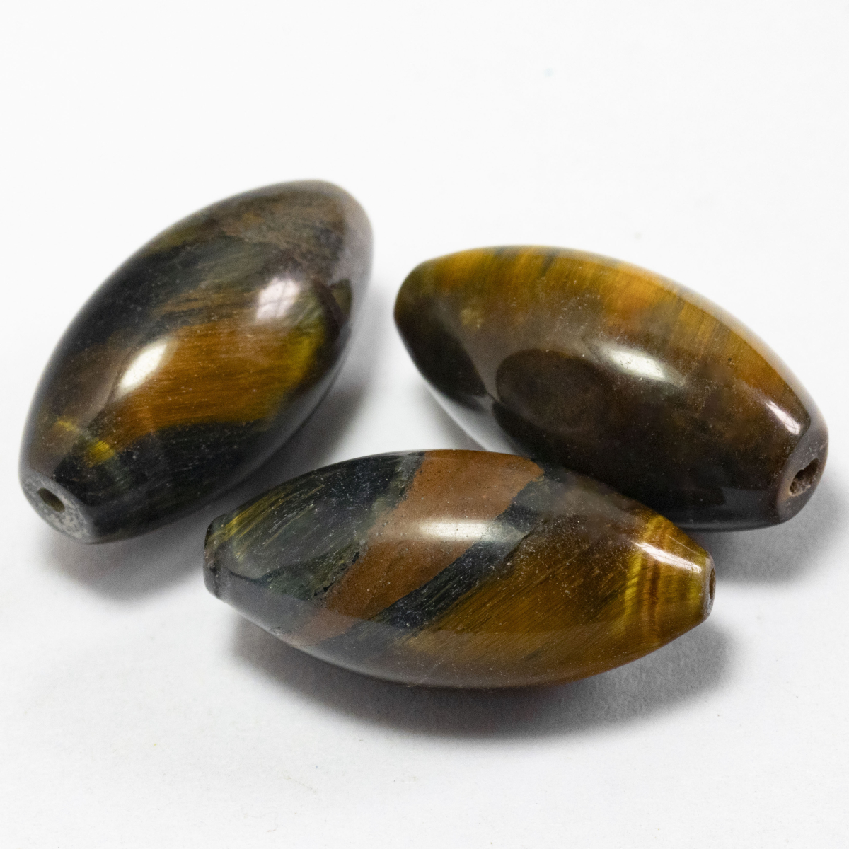 3 Tigerauge Perlen, 20 x 10mm