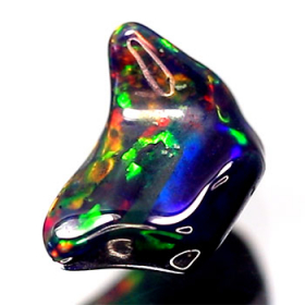 Schwarzer Opal-Kristall 1.66 Ct, AAA Grade, poliert