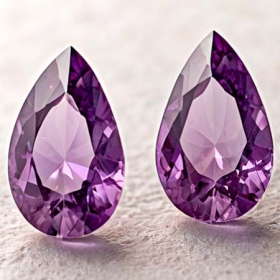 Amethyst Paar mit je ca. 13.5 x 8.3 mm, 6.49 Ct