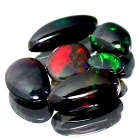 6 Schwarze Opale mit 3.91 Ct