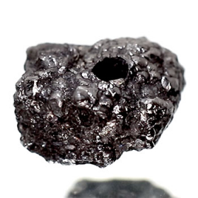 Schwarzer Rohdiamant 1.45 Ct, gebohrt