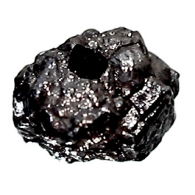 Schwarzer  Rohdiamant 1.33 Ct, gebohrt
