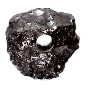 Schwarzer  Rohdiamant 1.38 Ct, gebohrt