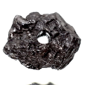 Schwarzer Rohdiamant 1.43 Ct, gebohrt