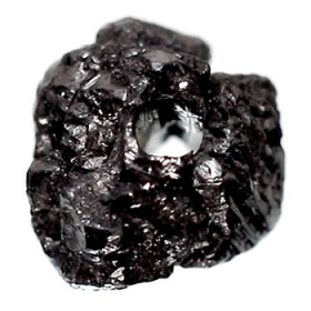 Schwarzer Rohdiamant 1.53 Ct, gebohrt