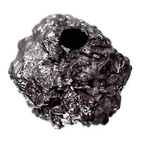Schwarzer Rohdiamant 1.56 Ct, gebohrt