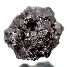 Schwarzer Rohdiamant 2.40 Ct, gebohrt
