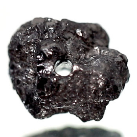 Schwarzer  Rohdiamant 3.54 Ct, gebohrt