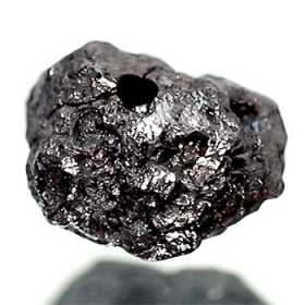 Schwarzer  Rohdiamant 3.95 Ct, gebohrt