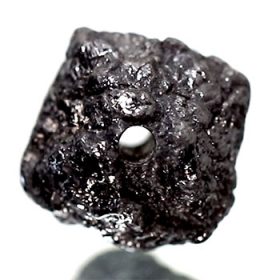 Schwarzer  Rohdiamant 5.54 Ct, gebohrt
