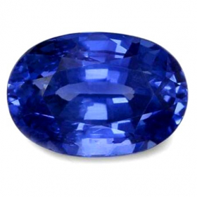 Blauer Saphir mit ca. 5.5 x 4 mm, augenrein