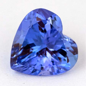 Lupenreiner Tansanit mit 1.11 Ct, AA+ Grade, Herzschliff
