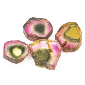 4 Polierte Multicolor Turmalinscheiben mit 3.60 Ct